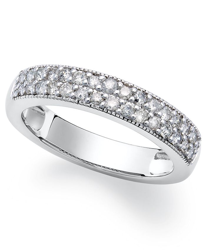Macy's Sterling Silver Ring, White Diamond Stackable Ring (1/2 ct. t.w ...