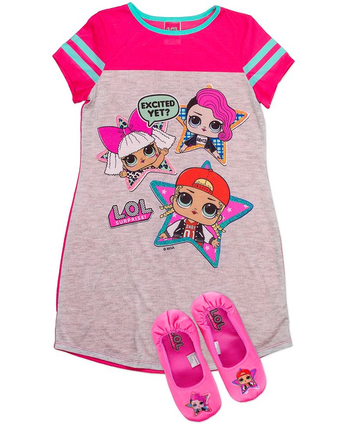 LOL Surprise! Lol Surprise Big Girls Dorm Nightgown and Slipper Set