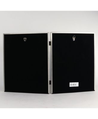 Antique Pewter Hinged Double Picture Frame - Bead Border Design - 8" x 10"