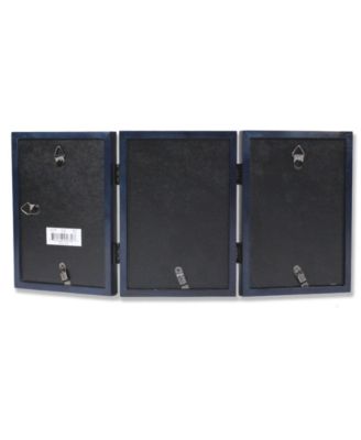 Hinged Triple Blue Wood Picture Frame - Gallery Collection - 4" x 6"