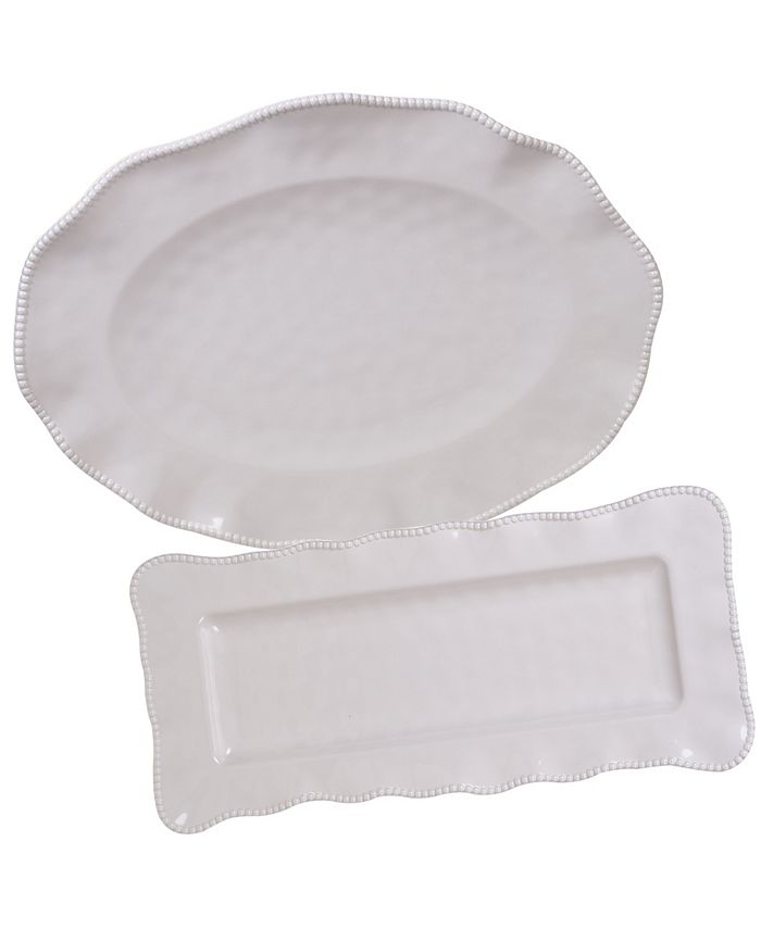 Certified International - Perlette Cream 2-Pc. Platter Set - Rectangular and Oval