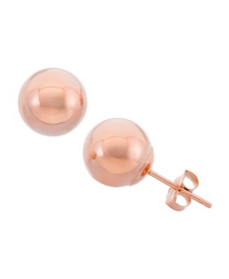 14k Rose Gold Ball Stud Earrings – 3mm To 9mm Cute & Shiny Real Gold Pierced Earrings For Women Girls