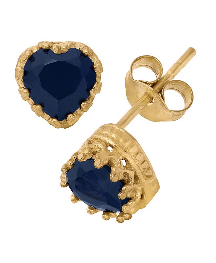 Macy's Gold Plated Heartcut Sapphire Crown Earrings & Reviews