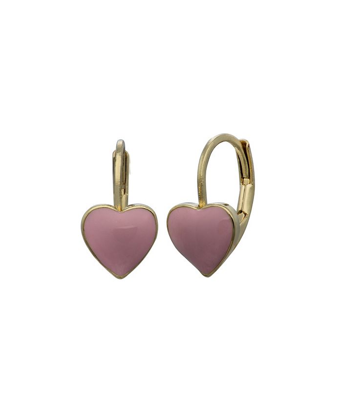 Michelle Lee Creations Children's Pink Heart Leverback Earrings - Macy's