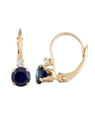 Macy's - 10k Yellow Gold Sapphire Hoop Earrings