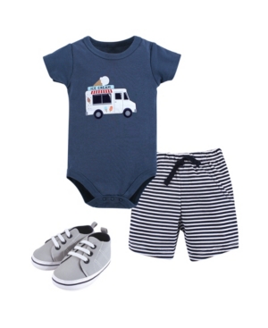 Hudson Baby Cotton Bodysuit Shorts and Shoe Set