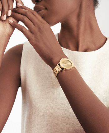 Movado Bold Gold Dial Yellow Gold Steel Strap Watch for Women - 3600104