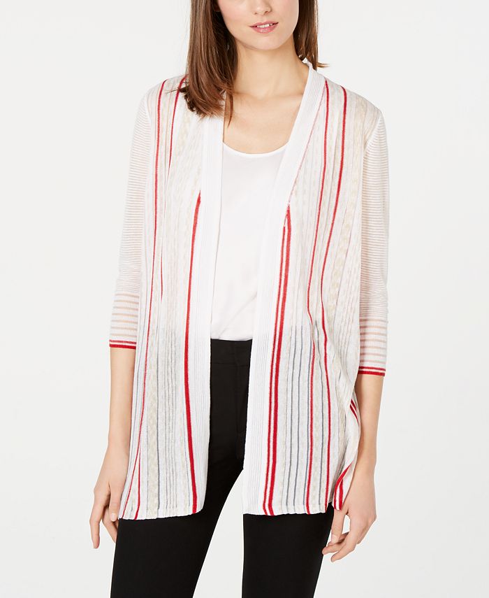 Alfani Women's Colorblocked Open Front Cardigan Green Size X-Small