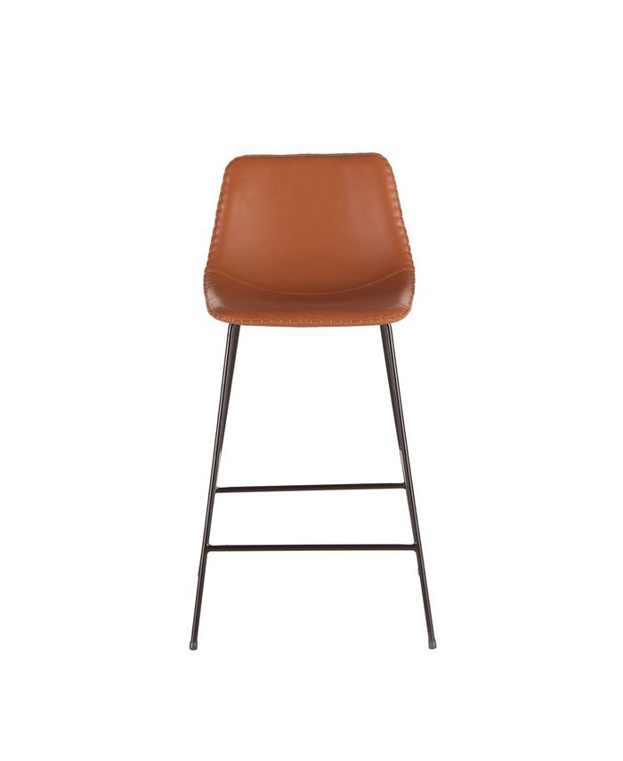 World Interiors Hudson Faux Camel Leather Counter Chairs, Set of 2 Macy's