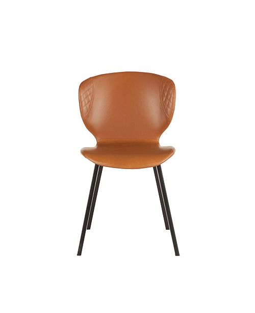 World Interiors Hudson Faux Camel Leather Dining Chairs Set Of 2