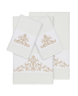 Linum Home Turkish Cotton Scarlet 4-pc. Embellished Towel Set Bedding In White