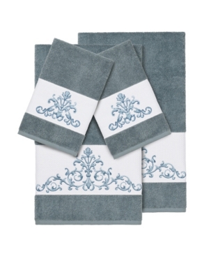 Shop Linum Home Turkish Cotton Scarlet 4-pc. Embellished Towel Set In Teal