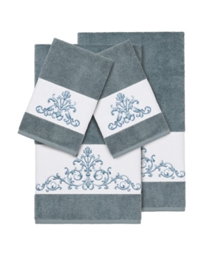 Linum Home Turkish Cotton Scarlet 4-pc. Embellished Towel Set Bedding In Teal