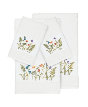 Linum Home Turkish Cotton Serenity 4-pc. Embellished Towel Set Bedding In White