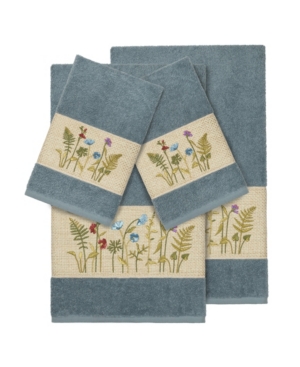 Linum Home Turkish Cotton Serenity 4-pc. Embellished Towel Set Bedding In Teal