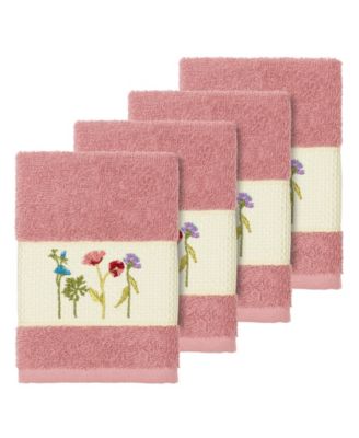Turkish Cotton Serenity 4-Pc. Embellished Washcloth Set