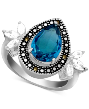 image of Multi-Stone Teardrop Ring in Fine Silver-Plate