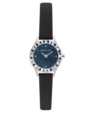 image of Bcbgmaxazria Ladies Round Black Genuine Leather Strap Watch, 24mm