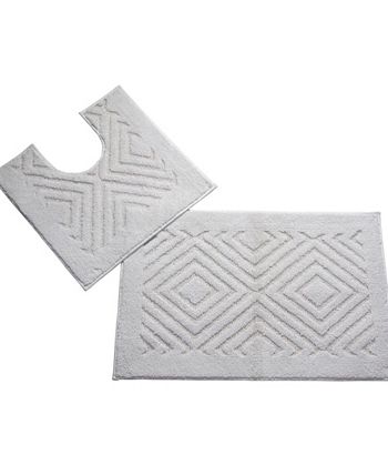 Better Trends 2 Piece Trier Bath Rug Set - White