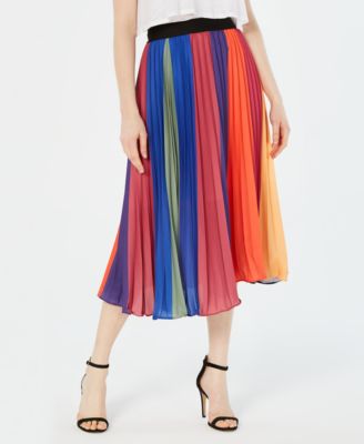 lucy paris rainbow pleated midi skirt