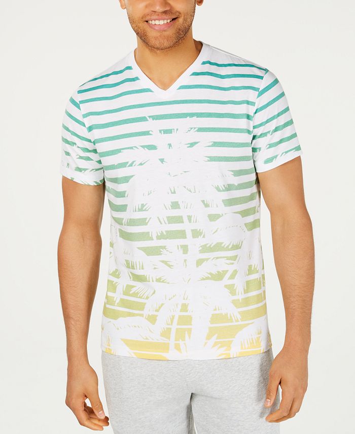 American Rag Men's Striped Palm V-Neck T-Shirt, Created for Macy's - Macy's