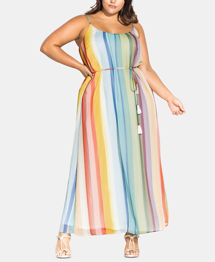 City Chic Trendy Plus Size Striped Maxi Dress - Macy's