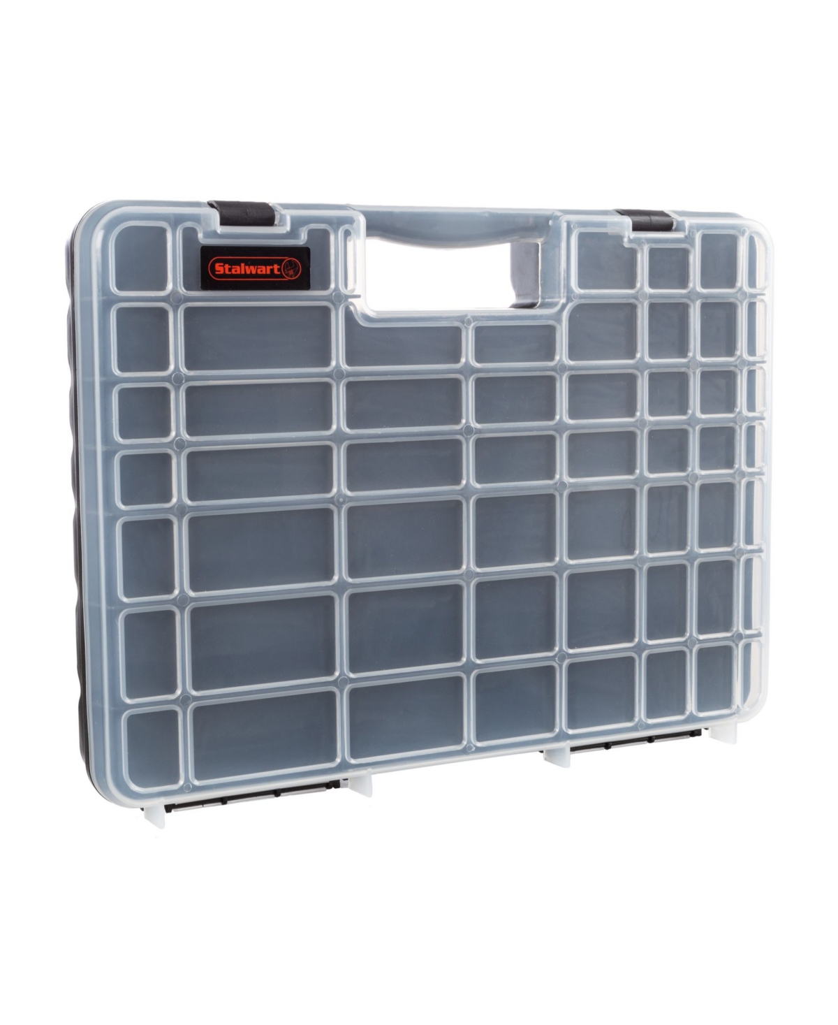 Portable Storage Case with Secure Locks and 55 Small Bin Compartments by Stalwart - Black
