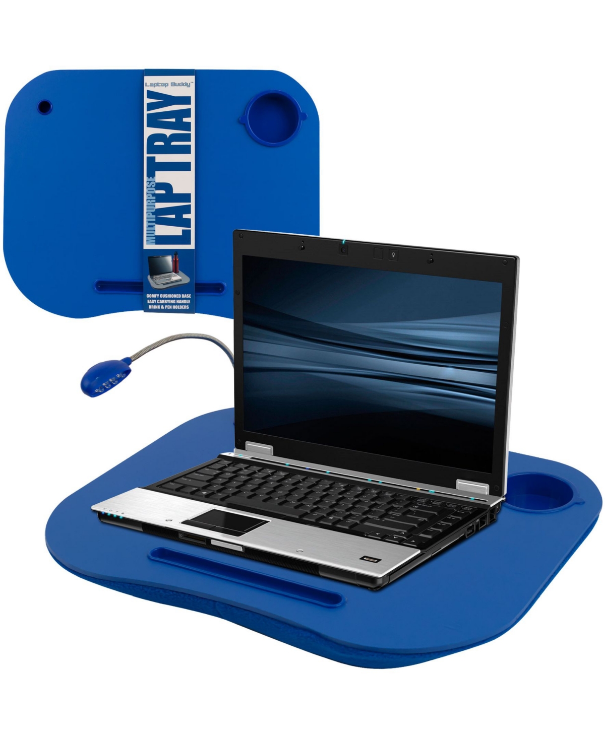 Tg Lap Desk with Built in Cushion, Led Light and Cup Holder - Blue