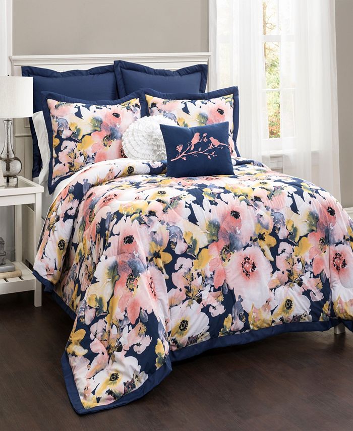 Lush Décor Floral Watercolor 7Pc Full/Queen Comforter Set Macy's