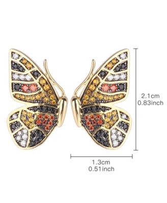 Multi-Colored Cubic Zirconia Butterfly Wing Stud Earring