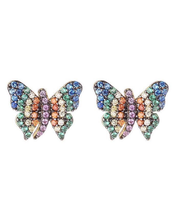 nOir Multi-Colored Cubic Zirconia Butterfly Stud Earring - Macy's