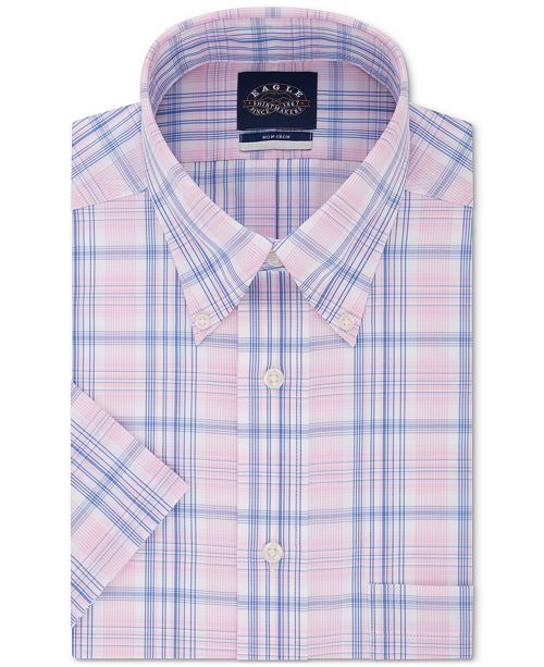 Eagle Men S Button Down Plaid Non Iron Stretch Short Sleeve Dress