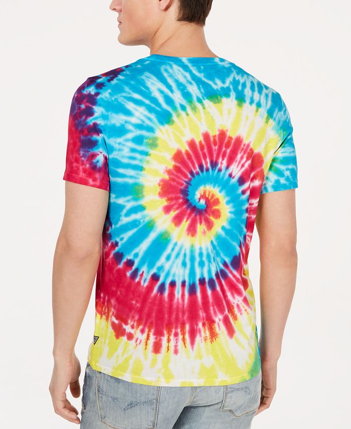 GUESS Men's Rainbow Tie-Dyed Logo Graphic T-Shirt - Macy's