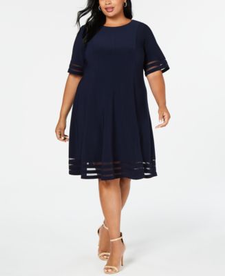 Jessica Howard Plus Size Illusion-Detail Fit & Flare Dress - Macy's