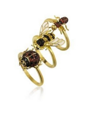 Shop Noir Stackable Cubic Zirconia Bug Ring Set In Gold
