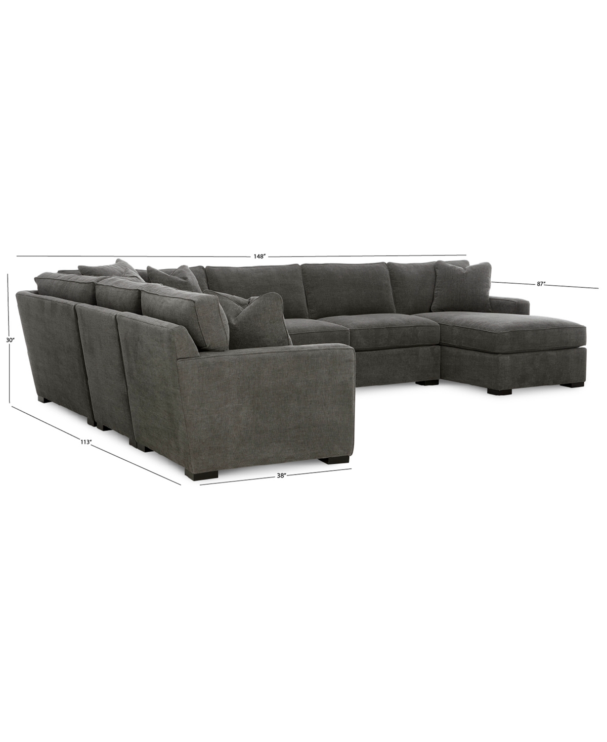 Shop Macy's Radley 5-pc. Fabric Sleeper Sectional Sofa, Created For  In Mocha Grey