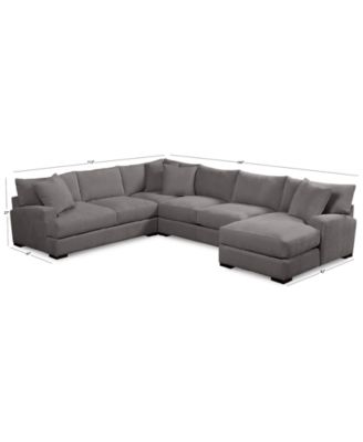 CLOSEOUT! Rhyder 4-Pc. 112" Fabric Sectional Sofa with Chaise, Created for Macy's