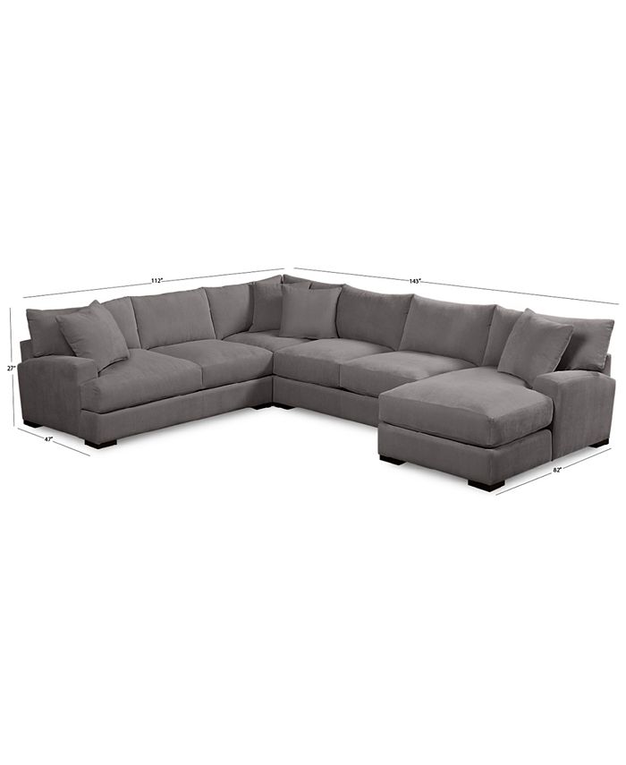 Furniture Rhyder 4Pc. 112" Fabric Sectional Sofa with Chaise, Created