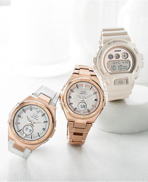G Shock Ladies White And Silver Ana Digi Watch Reviews Watches Jewelry Watches Macy S