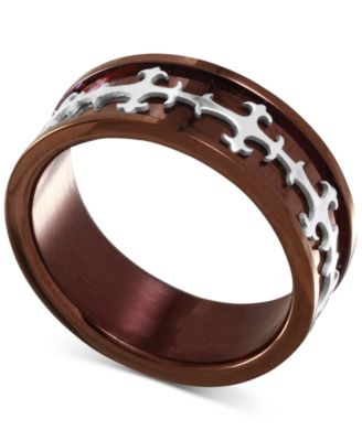 Men's Two-Tone Embellished Ring in Stainless Steel