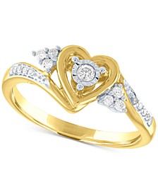 Diamond Heart Promise Ring (1/6 ct. t.w.) in 14k Gold Over Sterling Silver