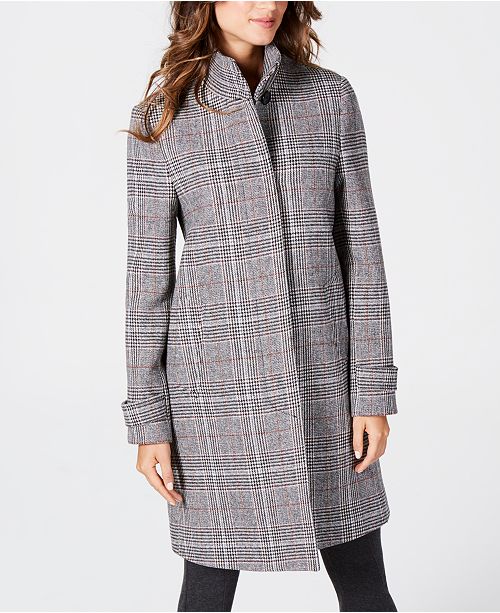 Jones New York Stand Collar Plaid Coat Reviews Coats