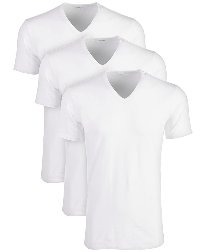 Calvin Klein Men's Cotton Stretch V-Neck Undershirts 3-Pack - Macy's