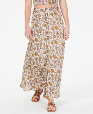 Gypsies & Moondust - Floral-Print Button-Front A-Line Maxi Skirt