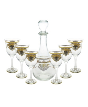 Classic Touch 7 Piece Wine Set With Gold Artwork