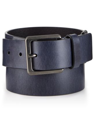 Men's Navy Leather Belt