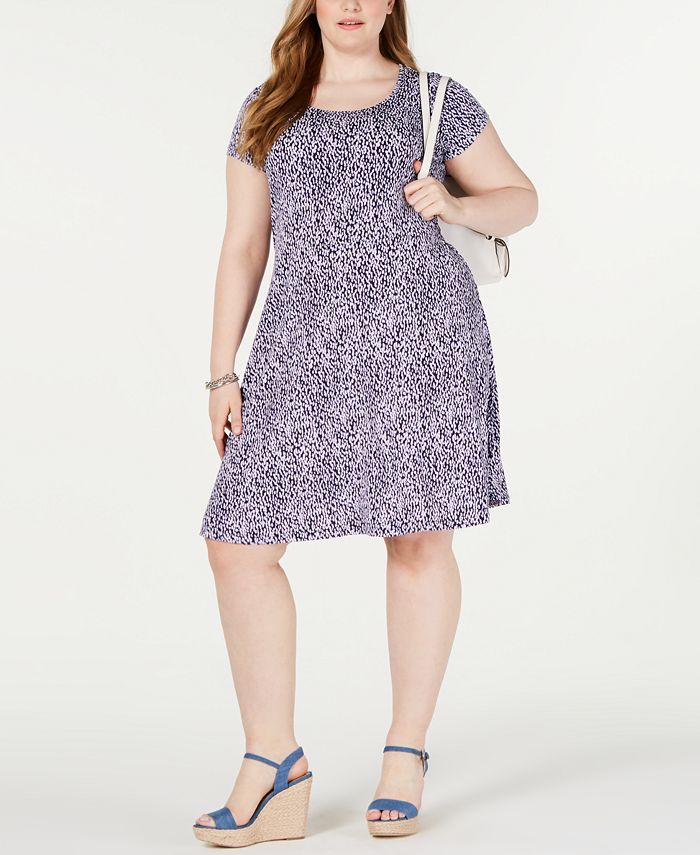 Michael Kors Plus Size Ikat-Print Dress - Macy's