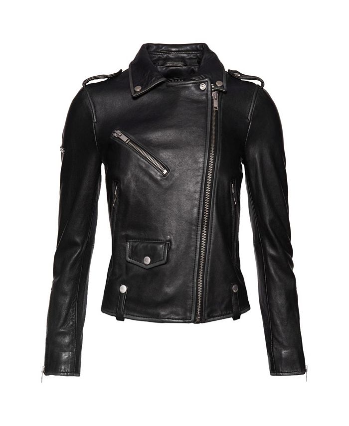 Superdry Rylee Leather Biker Jacket & Reviews - Jackets & Vests ...