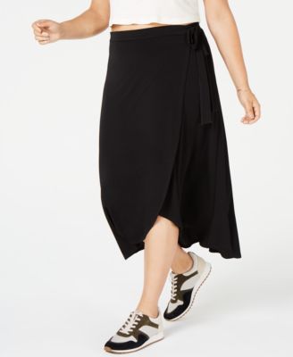 Monteau - Trendy Plus Size High-Low Midi Skirt