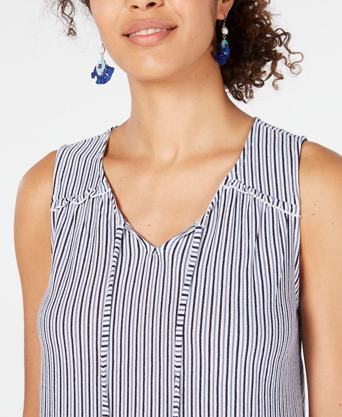 Style & Co Striped Sleeveless Top, Created for Macy's & Reviews - Tops ...